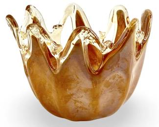 Hand Blown White Cristal Murano Art Glass Bowl