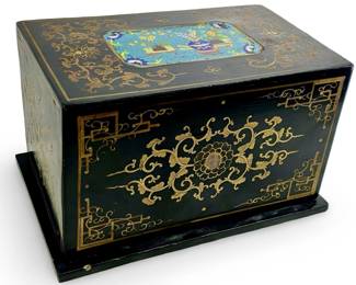 Chinese Black and Gold Lacquer Box