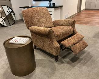 Cylinder Drum Accent Table- Cinnamon Paisley Recliner