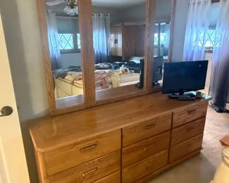 Dresser with Attached Mirror