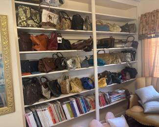 Shelves full of handbags with an LV Speedy dupe in the mix 