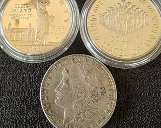 1883 Morgan, 1986 Statue of Liberty 1987 U.S. Constitution Proof Silver Dollars
