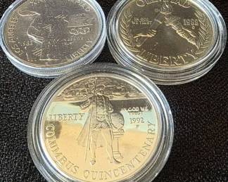 1983S US Olympic,1988 S Seoul Olympiad  1992 U.S. Columbus Quincentenary Silver Dollars