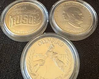 1988 S Seoul Olympiad, 1990 Eisenhower Centennial 1991 USO 50th Ann. Silver Dollars