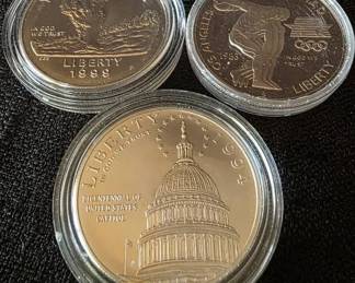 1983S US Olympic, 1994 U.S. Capitol Bicentennial  1999 Yellowstone National Park Silver Dollars