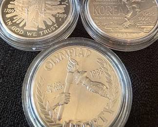 1989S U.S. Congressional Bicentennial,1991 U.S. Korean War Memorial 1988 S Olympiad Silver Dollars