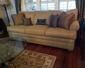 Thomasville Beige Fabric Upholstered Sofa