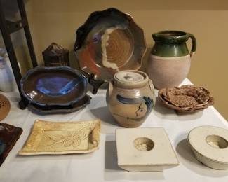 Earthenware & Glazed Pottery Pieces - Mostly NC and Signed 