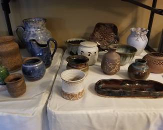 Earthenware & Glazed Pottery Pieces - Mostly NC and Signed 