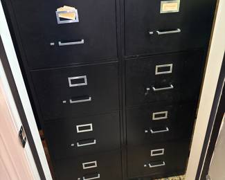 Black Four-Drawer File Cabinets - Two Available