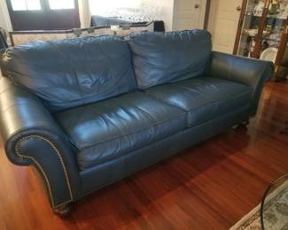 Pennsylvania House Blue Leather Sofa