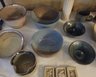 Earthenware & Glazed Pottery Pieces - Mostly NC and Signed