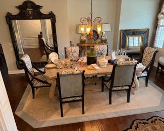 Dining table with 6 chairs.