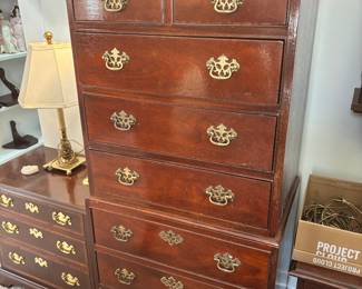 Mahogany Lingerie Chest/ Pair of Bedside Chests