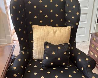 Pair of Bumble Bee Upholstered Wingback Chairs