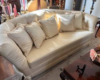 Pair of Silk Upholstered Sofas