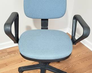 Light Blue Fabric Office Chair with Black Base and Arms