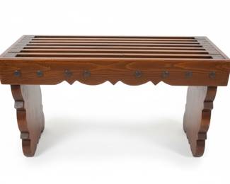 Vintage Wooden Foot Stool or Plant Stand with Scalloped Apron