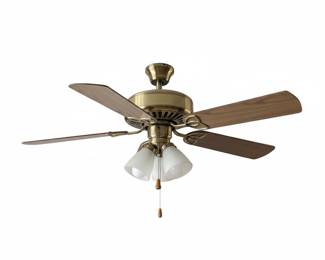 Vintage Brass Ceiling Fan with Frosted Glass Shades  Casablanca