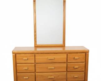 Stanley Furniture Washed Oak 7-Drawer Dresser with Mirror