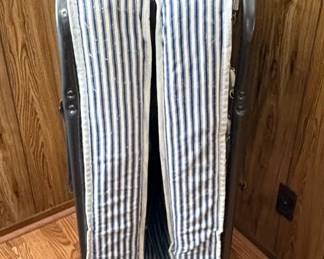Vintage Rollaway Guest Bed with Blue and White Striped Upholstery