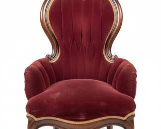 Victorian Carved Mahogany Ladies Parlor Chair