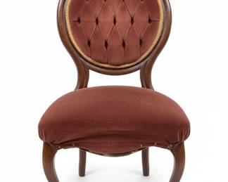 Victorian Button-Tufted Velvet Balloon Back Side Chair