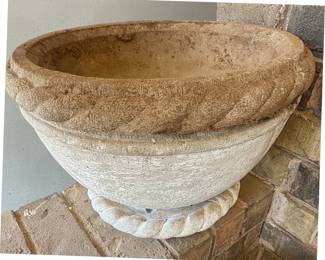 Large Concrete Urn Planter with Rope Motif
