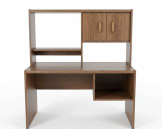 Vintage Wood Grain Laminate Desk with Hutch