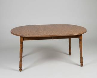 Vintage Oak Laminate Dining Table with Pedestal Legs