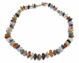 MultiGemstone Chip Bead Necklace with Brass Clasp