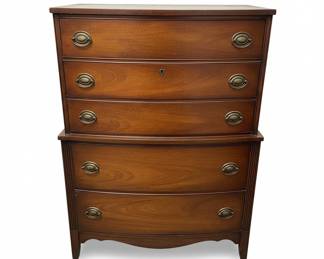 Antique Mahogany Bow Front Chest of Drawers by Dixie Furniture