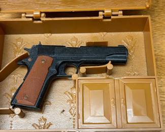 Vintage Marx Style Toy Pistol in Display Case