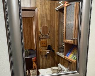 Silver Tone Beaded Vanity Mirror