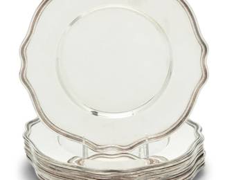 287 A group of sterling silver and silver plated serving articles 20th century One tray marked: Poole / STERLING; one entrée dish with pseudo Sheffield marks for Goldfeder Silverware Company Inc.; the rest unmarked Comprising a silver-plated dome with gadrooning, two sterling silver trays, one silver-plated tray, and two silver-plated entrée dishes 6 pieces Larger entrée dish: 6.75" H x 18.25" W x 11" D; Dome: 8.75" H x 4.25" W x 10" D Total weighable sterling: 15.1 oz. troy approximately Estimate: $150 - $250