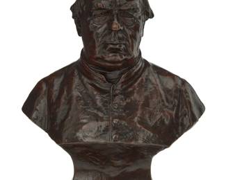 305 Ferdinand Seeboeck (1864-1953) Portrait bust of Sebastian Kneipp (1821-1897), 1898 Patinated bronze on inlaid wood pedestal Inscribed, signed, and dated verso: Seb. Kneipp / modelliert von / F. Seeboeck / Rom; foundry mark: G. [Giovanni] Nisini / Roma Bronze: 13.75" H x 10.25" W x 5.875" D; Pedestal: 48" H x 10.5" W x 10.5" D Estimate: $300 - $500