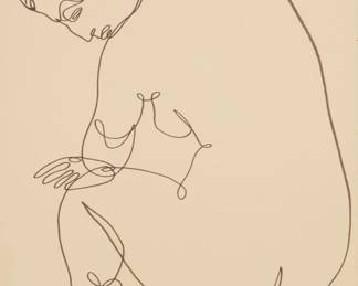 180 Jean Negulesco (1900-1993) Seated nude seen from the side, 1959 Ink on paper Signed and dated lower left: Negulesco / 59 Sheet: 28" H x Sight: 19.75" W Estimate: $500 - $700