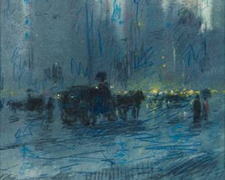 353 Tom Perkinson (1940-2017) Central Park at night Pastel and colored pencil on paper Signed in pencil lower right: Perkinson Sight: 7.75" H x 8.25" W Estimate: $500 - $700