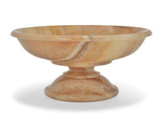394 A large Contemporary onyx footed center bowl 20th century 10.5" H x 22" Dia. Estimate: $600 - $800