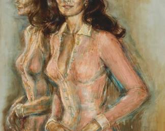 176 Artis Lane (b. 1927) Portrait of Joanna Carson, 1973 Oil on canvas Signed and dated lower right: Artis Lane '73 46" H x 34" W Estimate: $1,000 - $2,000