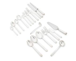 281 Three Cartier sterling silver table items Mid-20th century Each with impressed factory marks; basket and one cup marked: STERLING; the other cup XRF tested for sterling; basket further marked: Handmade; each cup numbered: 851 Comprising a handled basket and two pierced cups, basket monogrammed 3 pieces Basket: 8.125" H x 10.125" W x 6.25" D; Each cup: 2.625" H x 3.5" Dia. Total weight: 23 oz. troy approximately Estimate: $800 - $1,000