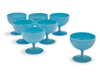 310 A set of twenty-five Baccarat blue opaline glass sherbets Late 19th century Each with etched factory mark 25 pieces Each: 3.625" H x 3.75" Dia. Estimate: $600 - $800