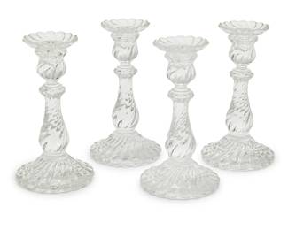 366 A set of four Baccarat glass 'Bambous' candlesticks Late 20th/early 21st century Each with etched factory mark 4 pieces Each: 9.125" H x 4.875" Dia. Estimate: $400 - $600