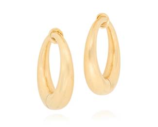109 A Pair of 14K Gold Earrings Of a gradated hoop design 2 pieces  Measures: 7/8 in. 8.43 grams gross Estimate: $400 - $600