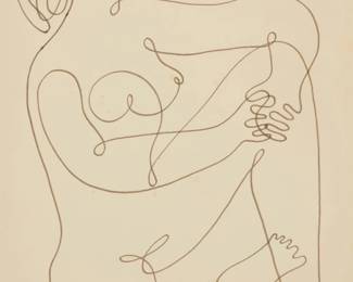 179 Jean Negulesco (1900-1993) Seated nude with raised knee, 1959 Ink on paper Signed and dated lower left: Negulesco / 59 Sight: 29.75" H x 19.75" W Estimate: $500 - $700