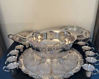 Wallace silver plate punch bowl set 