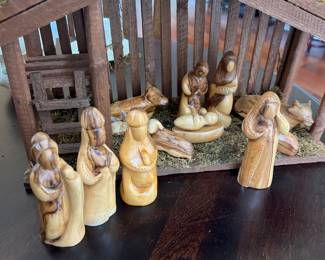 $80.00. “Ten Thousand Villages” (fair-trade retailer) is almost certainly what this refers to. They sell handcrafted goods from global artisans, including olive wood nativity sets from Bethlehem