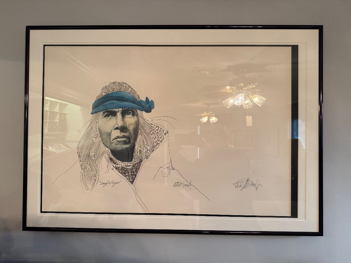 Framed Original Artists Proof Lithograph "Eagle Eyes" Signed Rudy Montoya Jr. 