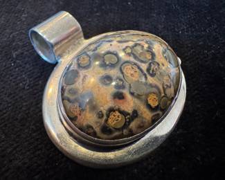 Sterling Silver & Leopard Skin Jasper Stone Pendant