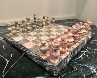 Abstract Minimalist Chess Set - Marble/Stone Material